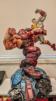 ad eBay -   Custom 1/4th (quarter scale) Juggernaut vs Colossus statue. Amazing piece. Basically get two statues in one in this diorama. It also comes with an exclusive second tattooed torso of Juggernaut. Comes with a couple unmasked heads for the tattooed torso. Also comes with two hands for colossus. Massive piece. Good luck and enjoy. I just opened the statue to see if everything was good. I put the statue together. Made sure everything fit. Took my pics and then boxed him back up. Was… Marvel Juggernaut, Marvel Juggernaut Art, The Juggernaut Marvel, X Men Statues, Juggernaut Marvel, X Men Figures, Dc Villains, Anime Artwork Wallpaper, Action Figures Collection