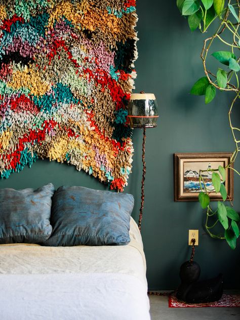 Rug On The Wall, How To Make Headboard, Deco Boheme, Loft House, Design Del Prodotto, Cool Ideas, Woven Wall Hanging, The Design Files, Wall Color