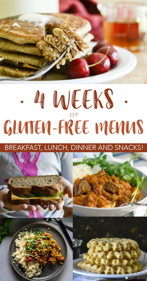 Four Weeks of Gluten Free Menus :: Healthy, Real-Food Gluten Free Menu Planning, Menu Sans Gluten, Gluten Free Meal Plan, Gluten Free Main Dishes, Dinner Snacks, Gluten Free Lunch, Paleo Recipe, Gluten Free Menu, Appetizer Ideas