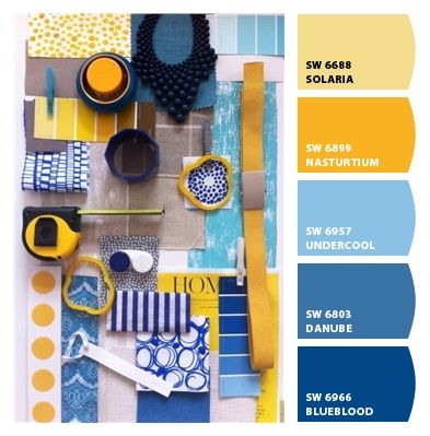 Yellow And Blue Entryway, Blue Yellow Dining Room, Blue And Yellow Kitchen Cabinets, Royal Blue And Yellow Color Palette, Greek Colour Palette, Yellow Blue Color Palette, Blue And Yellow Colour Palette, Blue Yellow Color Palette, Yellow And Blue Color Palette