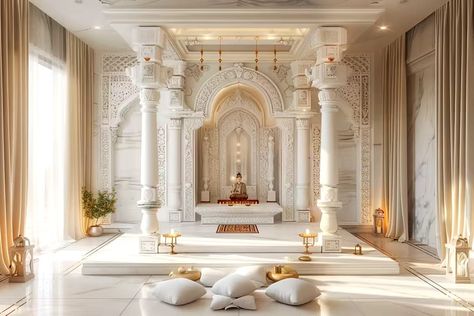 Home Temple Ideas Puja Room, Castle House Design, Modern Bungalow House Design, House Main Door, House Main Door Design, Dance Rooms, Colourful Living Room Decor, House Outer Design, Mandir Design