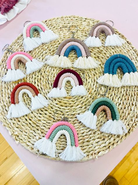 #macramerainbow #macrame #rainbow #handmade #macramewallhanging #nurserydecor #rainbowdecor #homedecor #rainbowwallhanging #macramelove #macramedecor #wallhanging #bohodecor #shopsmall #macramemakers #handmadewithlove #fiberart #rainbowmacrame #nursery #macramemaker #macram #smallbusiness #handmaderainbow #shoplocal #kidsroomdecor #rainbowbaby #macrameart #boho #bohostyle #macramecommunity Mini Macrame Rainbow, Macrame Rainbow Keychain, Rainbow Accessories, Rainbow Macrame, Rainbow Keychain, Macrame Rainbow, Rainbow Wall Hanging, Mini Macrame, Rainbow Decorations