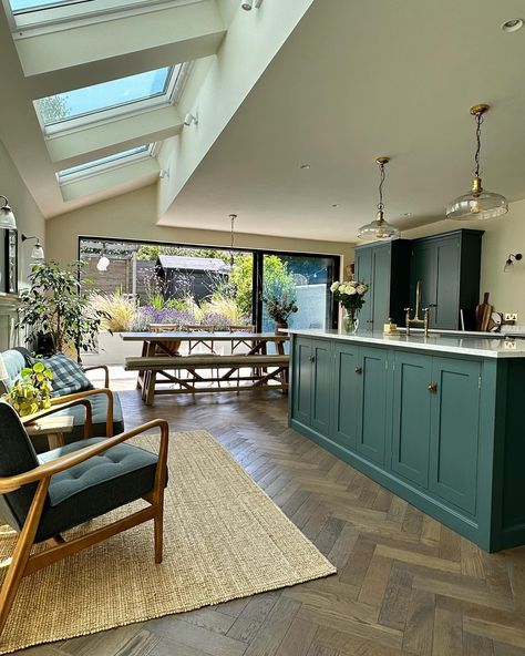 Sophia Nikolaides | Before and Now Never a before & after as we all know a house is never done and so there is never an after . Some of these spaces have had… | Instagram Herringbone Kitchen, St David, House Extension Plans, Glass Pendant Ceiling Light, Open Plan Kitchen Living Room, House Extension Design, Kitchen Extension, Garden Painting, Kitchen Inspiration Design