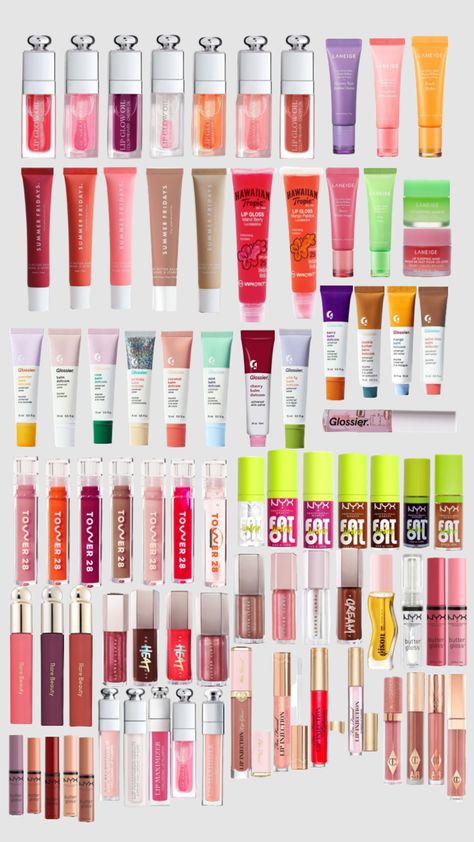 Lipgloss>>> 💓much love, nat💓 Lipgloss Collection Aesthetic, Sephora Kids, Preppy Makeup, Stocking Stuffers For Teens, Preppy Gifts, Doll Eye Makeup, Sephora Skin Care, Makeup Is Life, Lip Gloss Collection