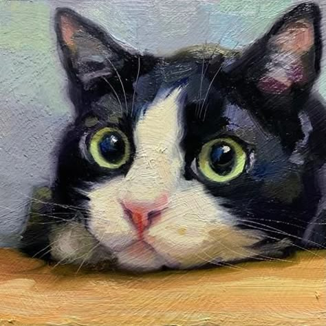 Katya Minkina, Tuxedo Cat Art, Cat Portrait Painting, Cats Art Drawing, Black And White Cat, 강아지 그림, Cat Artwork, Hur Man Målar, Watercolor Cat