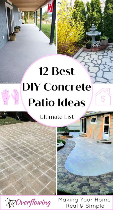 12 Best DIY Concrete Patio Ideas That Beginners Can Do Concrete Cobblestone, Paver Walkway Diy, Poured Concrete Patio, Concrete Patio Ideas, Patio Extension, Cobblestone Patio, Diy Concrete Patio, Concrete Backyard, Paint Concrete Patio