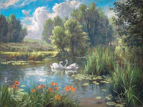 Ethereal Art Horizontal, Forest Gazebo, Birds Scenery, Pintura Exterior, Rennaissance Art, Lake Painting, Art Corner, Painting Wallpaper, Ethereal Art