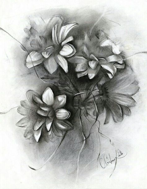 Charcoal Paper, Charcoal Paint, Pencil Drawings Of Flowers, Drawing Eyes, Charcoal Art, Drawing Paper, Plant Drawing, Toned Paper, Wedding Tattoos