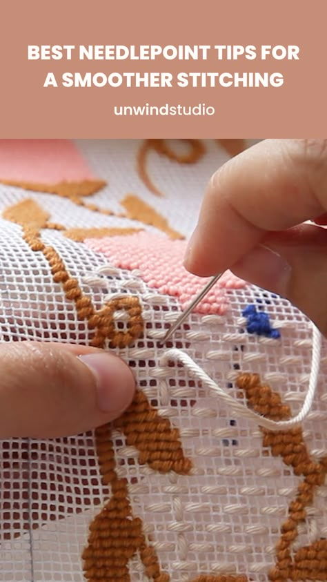 Best Needlepoint Tips for a Smoother Stitching tutorial Needlepoint Patterns Free, How To Needlepoint, Needlepoint Ornaments, Needlepoint Stitch, Needlepoint Tapestry, Needlepoint Stitches, Needlepoint Designs, Needlework Patterns, Needle Point