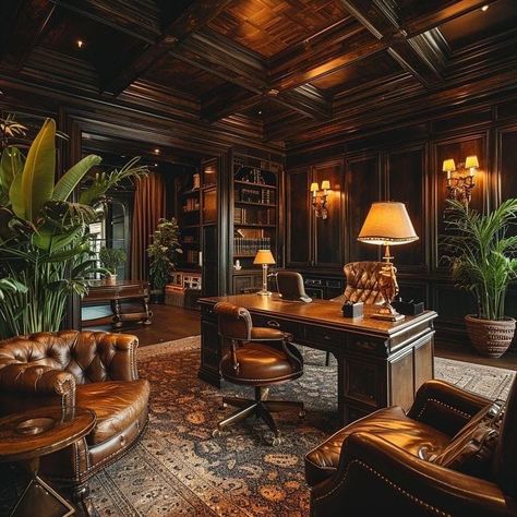 Victorian Office, Executive Office Decor, Modern Home Offices, Old Office, Cozy Office, Home Library Design, Luxury Office, Library Design, Home Office Setup