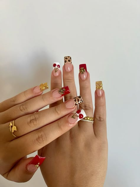 Baddie Nail Ideas, Nails Rings, Hello Nails, Girly Acrylic, Acrylic Nail Ideas, Simple Acrylic Nails, Girly Acrylic Nails, Leopard Nails, Nail Art Inspo