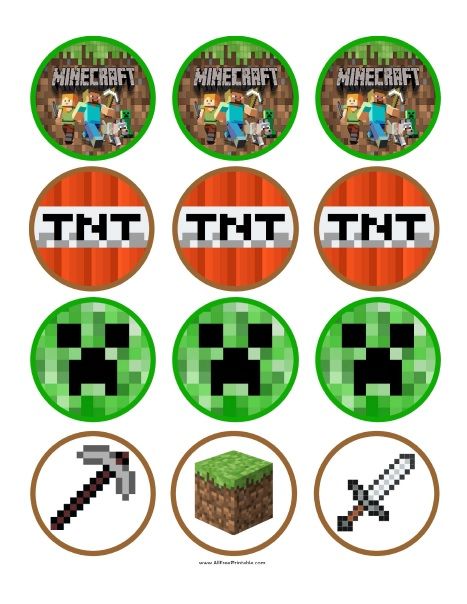 Free Printable Minecraft Cupcake Toppers. Free Printable Minecraft Cupcake Toppers to make your own Video Game themed Birthday Party for the kids. Use this Minecraft Cupcake Toppers Template to decorate your cupcakes at your next Minecraft Party. Print as many as you need for your amount of cupcakes. You only need a pair of scissors to cutout the 2 1/4 Cupcake Toppers Free Printable, Free Printable Minecraft, Minecraft Cupcake, Minecraft Cupcake Toppers, Minecraft Printables Free, Printable Minecraft, Minecraft Cupcakes, Minecraft Party Decorations, Cupcake Toppers Template