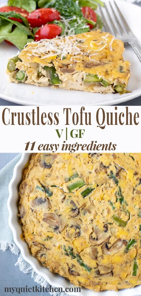 Tofu Quiche, Vegan Quiche, Tofu Recipes Vegan, Asparagus And Mushrooms, Meal Prep Plans, Meal Suggestions, Quiche Recipes, Yummy Lunches, Tofu Recipes