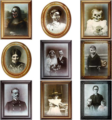 Scary Portraits, Halloween Party House, Haunted Pictures, Halloween Picture Frames, Haunted Mansion Decor, Creepy Photos, Halloween House Party, Tabletop Picture Frames, Horror Pictures