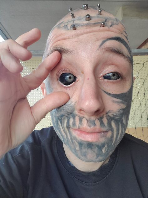 Eyeball Tattoo, Cute White Guys, Face Tattoos, Black Eyes, Body Mods, Eye Black, So Happy, I Tattoo, Tatting