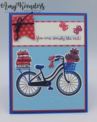 Stampin’ Up! Bike Ride for Sunday Stamps – Stamp With Amy K 4th Of July Cards, Bike Card, Bicycle Cards, Teacher Thank You Cards, Summer Cards, Color Challenge, July 4, Card Layout, Stamping Up