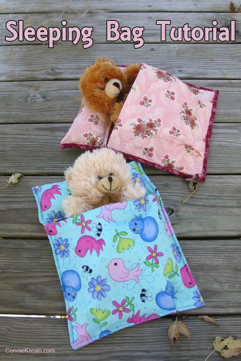 Teddy Bear Sleeping Bag, Doll Sleeping Bag Pattern, Bear Sleeping Bags, Animal Sleeping Bag, Sleeping Bag Pattern, Sewn Gifts, Beginner Quilting, Doll Sleeping Bag, Doll Quilts