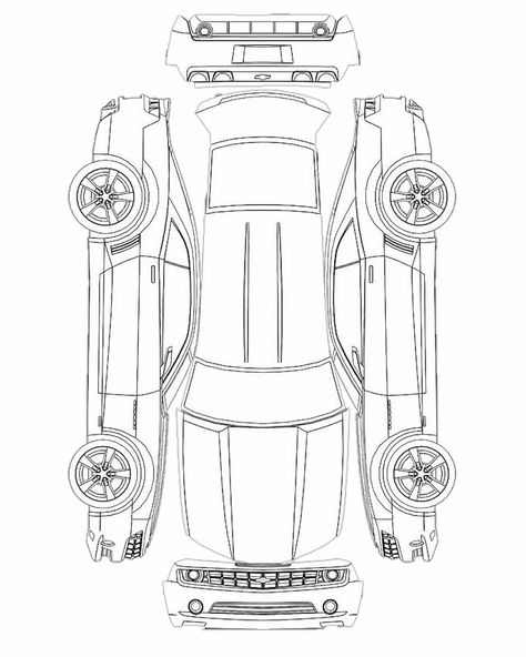 Car Outline Camaro Outline, Antonella Core, Paper Cars, Car Template, Car Outline, Boat Crafts, Camaro Car, Paper Car, Stencil Ideas