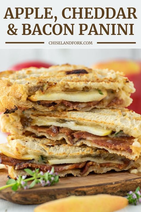 Bacon Panini, Best Panini Recipes, Panini Press Recipes, Sandwich Recipes Panini, Tasty Sandwiches, Panini Recipe, Fancy Grilled Cheese, Panini Grill, Apple Cheddar