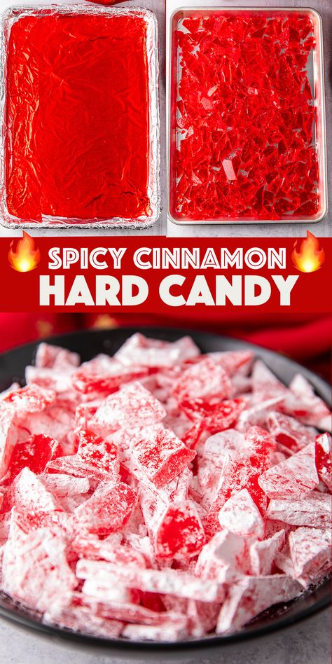 Cinnamon Hard Candy Easy, Red Hot Cinnamon Hard Candy, Recipes Using Red Hot Candy, Hard Cinnamon Candy, Cinnamon Christmas Candy, Old Fashioned Cinnamon Candy, Ky Cream Pull Candy, Divity Candy, Spice Drops Candy Recipe