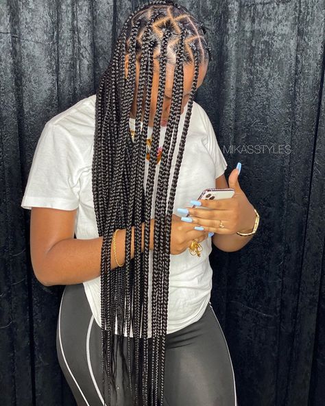 Knotless,knotless,knotless 🥵🤗 • Done on this beautiful nailtech @sariah_nails. • Light weight and trendy . • Choose how many packs you want… Medium Knotless Braids Extra Long, Medium Knotless Thigh Length, Medium Knotless Box Braids Bra Strap Length, Braids Medium Size, Twist Updo Natural Hair, Braids Styles For Black Women, Twist Senegalese, Long Xsmall Knotless, Medium Knotless Box Braids