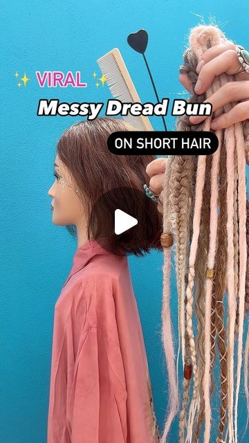 Marjolein van der Weide on Instagram: "🔥 VIRAL 🔥 Messy Dread Bun on SHORT hair 🙌  Double tap if you needed to see this 😍  And save for later if you want to try it 🔐  Dreads on short hair are a huge YES, showing you one of the gorgeous hairstyles you can create.  #dreadsonshorthair #shorthair #summerhair #millenialhairstyle #hairideas #viralmessybun #messybun" Dreads On Short Hair, Bun On Short Hair, Dread Bun, Wool Dreads, Gorgeous Hairstyles, Save For Later, Double Tap, Messy Bun, Gorgeous Hair