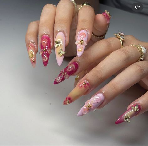 Kutek Disney, Unghie Sfumate, Custom Nails, Her Nails, Nails Set, Kali Uchis, Soft Nails, Unique Acrylic Nails, Funky Nails