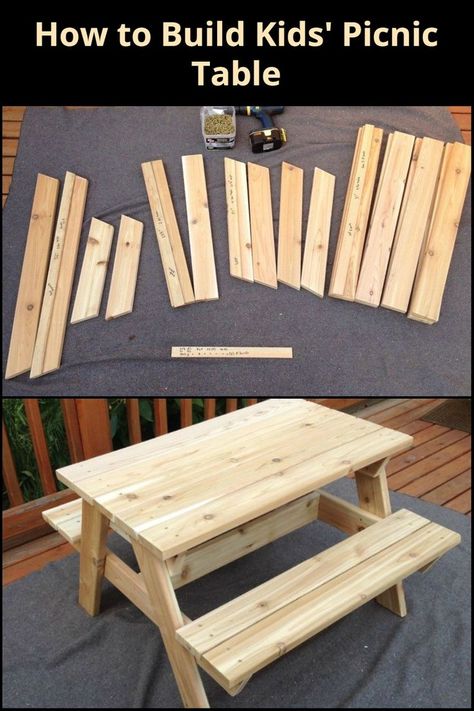 Toddler Picnic Table, Kids Picnic Table Plans, Log Shelf, Kids Outdoor Table, Fabrication Table, Pallet Picnic Tables, Diy Kids Table, Pallet Kids, Crib To Toddler Bed