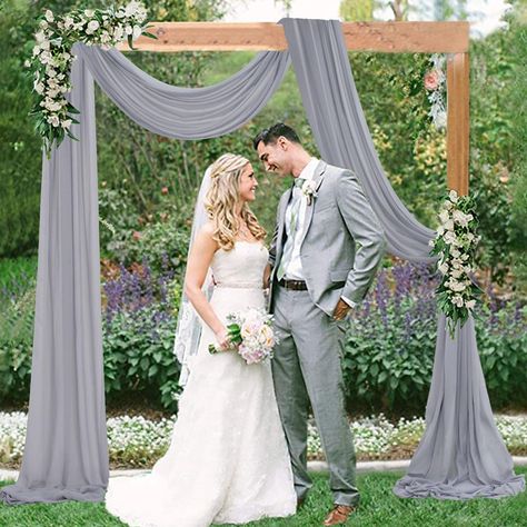 PRICES MAY VARY. ✿【Size of Wedding Arch Drapes】Package includes 2 panels gray wedding arch draping fabric. Size of each panel is 29 inches width by 6 yard length covering a total area of 5ft width by 6 yard length. This grey drapes for backdrop can help your party to create a elegant scenes. ✿【Elegant Display of Wedding Draping Fabric】Wedding arch fabric drape with semi sheer looking is crafted from premium polyester fabric, wrinke-free, silky touch and smooth. It provides a simple way to create Sage And Gold Centerpieces, Sage Green Decor Wedding, Sage Green Drapes, Sage Green And Lilac Wedding, Gray Wedding Decorations, Drapes Wedding, Chiffon Backdrop, Wedding Drapes, Chiffon Curtains