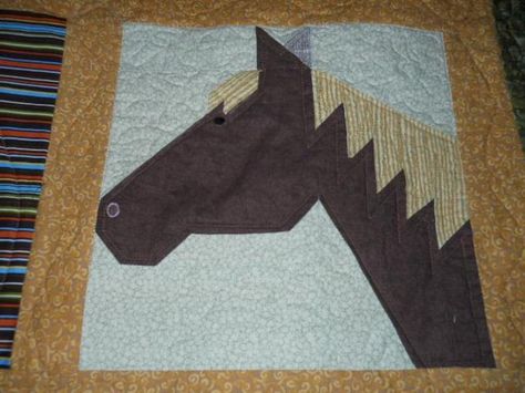 Horse quilt | Craftsy See Horse, Western Fabric, Cowboy Quilt, Western Quilts, Chicken Quilt, Horse Quilt, Farm Quilt, Block Quilt, Paper Pieced Quilt