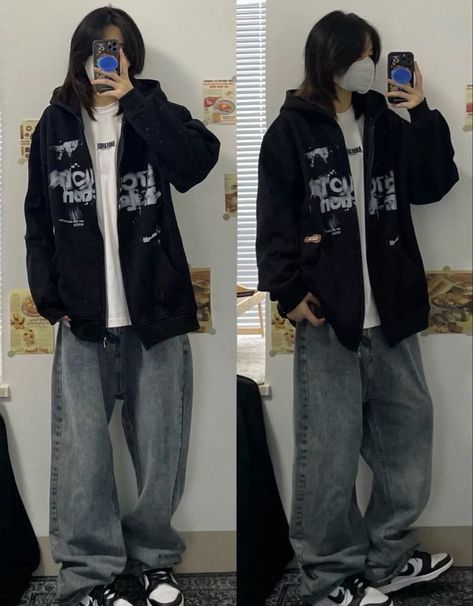 Korean Tomboy Style Outfit, Peony Aesthetic, Trending Streetwear, Baggy Outfit Ideas, Streetwear Lifestyle, Design Makeup, Street Outfits, Korean Outfit Street Styles, Aesthetic Streetwear