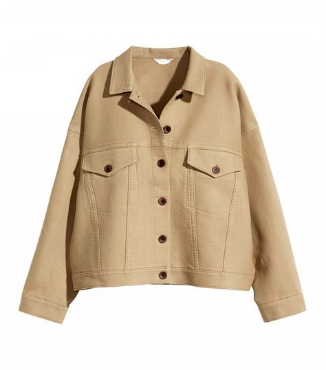 Aesthetic Clothes Png, Beige Jacket, Tumblr Outfits, Twill Jacket, H&m Jackets, Button Jacket, Simple Trendy Outfits, Spring Jackets, Brown Jacket