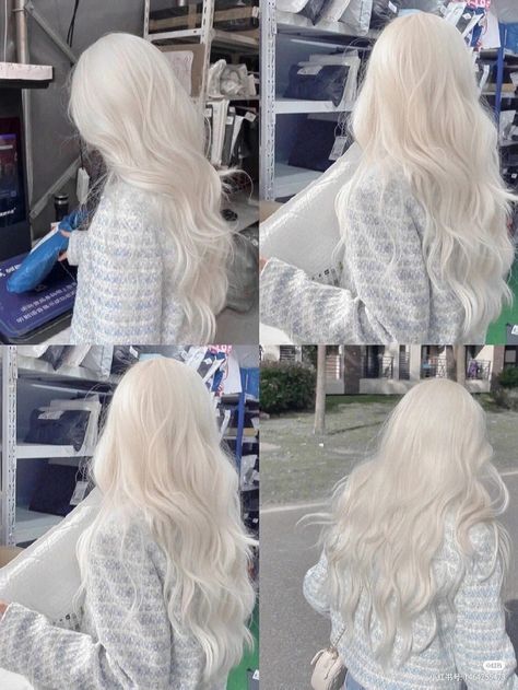 Korean Hair Color Ideas, Aesthetic Avatar, Ice Blonde Hair, Long White Hair, Beige Hair, Korean Hair Color, White Hair Color, White Blonde Hair, Korean Hair