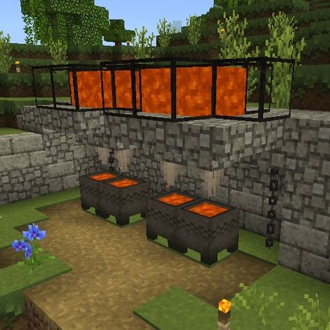 Lava Pit Minecraft, Minecraft Lava Farm, Fish House, Minecraft Houses, Animal Crossing, Minecraft