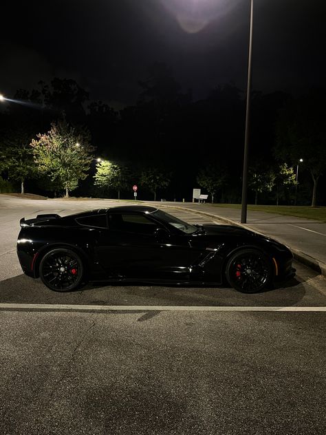 #corvette #cars #night #black #aesthetic #shinee #red #park #drive #light #tree #halloween Black And Red Sports Car, Dark Red Car Aesthetic, Black Corvette Aesthetic, Night Black Aesthetic, Corvette Aesthetic, Black And Red Car, Cars Night, Black Corvette, Red Sports Car