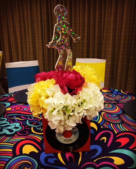 Disco dancer centerpieces 70's party Soul Train Centerpiece Ideas, Retro Party Centerpieces, Gogo Party Theme, Soul Train Party Centerpieces, 70s Centerpieces, 70s Centerpiece Ideas, Disco Party Centerpiece Ideas, Disco Centerpieces, Soul Train Party Decorations