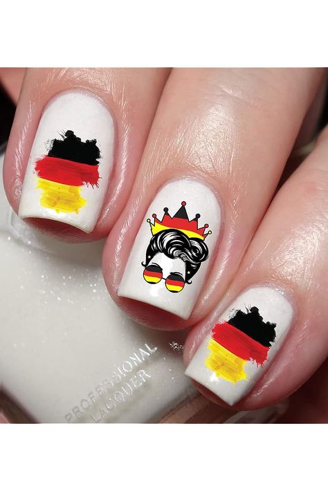 I Love Germany Nail Art Decal Sticker Soccer Nails, Type Of Nails, Country Nails, Kiss Nails, Nail Art Set, Nail Art Sticker, Hard Gel, Silver Nails, Soak Off Gel