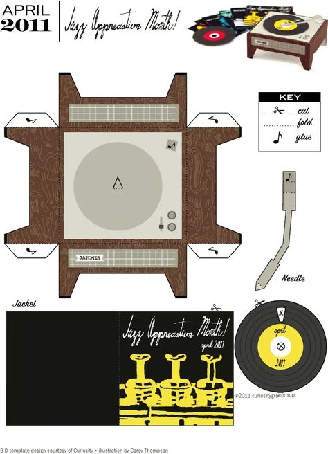 Taylor Swift Paper Doll Template, Music Paper Crafts, Orange Paper Craft, Vinyl Paper Crafts, Printable Paper Toys Templates, Papercraft Templates Printables, Paper Craft Easy, Paper Toy Printable, Record Crafts