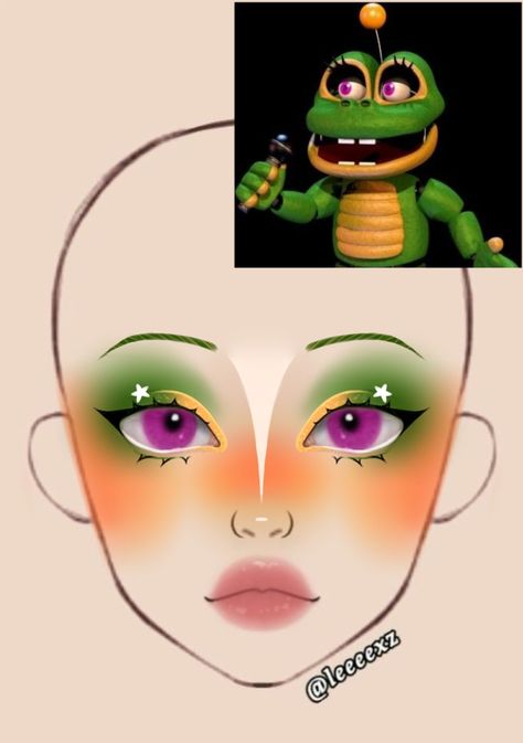 Yoshi Makeup, Frog Makeup Halloween, Frog Halloween Makeup, Monty Cosplay, Frog Makeup, Frog Inspired Makeup, Green Drag Makeup Looks, Circus Makeup, Makeup Drawing