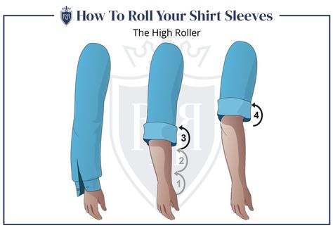 How To Roll Up Shirt Sleeves | 5 Sleeve Folding Methods For Men - RMRS How To Roll Sleeves Men Style, Roll Up Shirt Sleeves, Shirt Folding Trick, Scarf Wearing Styles, How To Roll, Rolled Up Sleeves, Shirt Outfit Men, Shirt Folding, How To Fold Sleeves