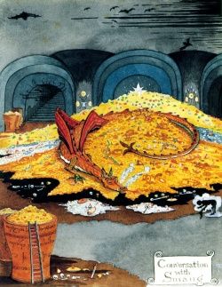 tolkien's smaug Tolkien Drawings, Tolkien Artwork, Demon Dragon, Tolkien Illustration, Tolkien Hobbit, J.r.r. Tolkien, John Howe, Hobbit Art, Arte Nerd