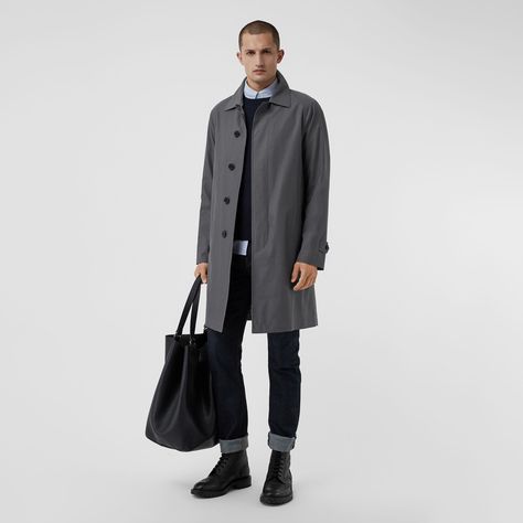 The Camden Car Coat in Mid Grey - Men | Burberry United Kingdom Mens Car Coat, Roman Characters, Burberry Gifts, Designer Menswear, Grey Coat, Car Coat, Mens Designer Fashion, London Fashion, Burberry