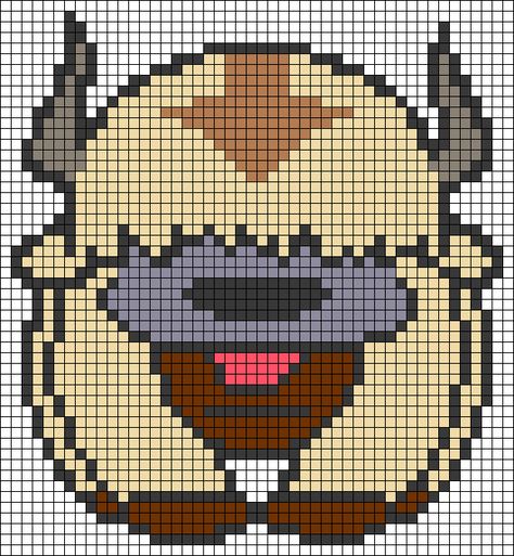 Alpha pattern #78839 | BraceletBook Avatar Cross Stitch Pattern, Appa Crochet Tapestry, Crochet Graph Patterns Studio Ghibli, Appa Cross Stitch, Tapestry Crochet Atla, Crochet Grid Patterns Studio Ghibli, Anime Knitting Patterns, Crochet Tapestry Studio Ghibli, Atla Alpha Pattern