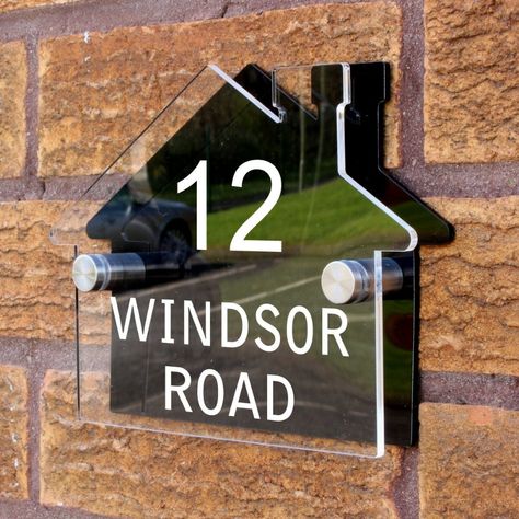 Personalised Custom House Shaped Number / Name Road Plaques Acrylic Door Sign | eBay Modern House Numbers Sign, House Number Plates, Personalized Signs For Home, House Numbers Diy, Door Number Plaques, Name Plate Design, Shed Signs, House Number Plaque, Door Numbers