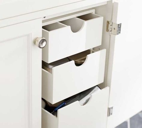 Pull-Out Drawer Console Storage Under Sink, Under Sink Drawers, Under Bathroom Sink, Bathroom Under Sink, Kitchen Drawer Storage, Bathroom Vanity Storage, Bathroom Sink Storage, Diy Bathroom Storage, Under Sink Storage