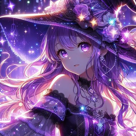 Purple Anime Girlies Pfp, Purple Anime Girlies, Profile Picture Purple, Anime Purple, Purple Anime, Anime Purple Hair, Anime Witch, Cute Animal Quotes, Anime Galaxy