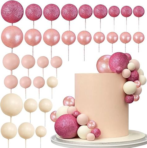 Ball Shaped Cake, Barbie Rosa, Rose Gold Lights, Ball Cake, Cake Decorating Set, Shaped Cake, Cake Accessories, Cake Picks, Wedding Pink