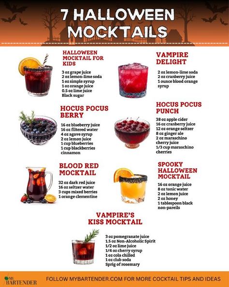 MyBartender Baileys Halloween Drink, Halloween Party Drinks Mocktails, Halloween Party Drink Pitcher, Fun Halloween Drinks Non Alcoholic, Mocktail Ideas Party, Halloween Virgin Drinks, Spooky Recipes Parties Food, Virgin Drinks For Kids, Mixed Drinks Alcoholic Halloween