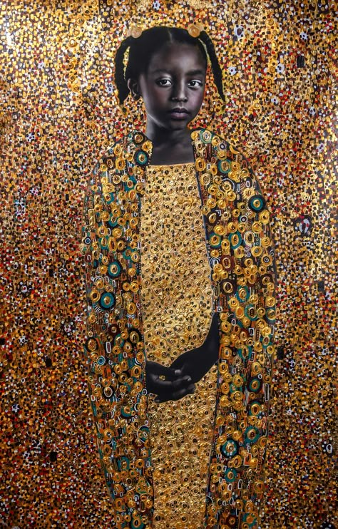 Striking Portraits by Artist Tawny Chatmon Embellished with Gold Garments and Ornate Backdrops | Colossal Klimt Paintings, Afrikaanse Kunst, Saatchi Gallery, Colossal Art, Paul Gauguin, Afro Art, The Emotions, African American Art, Artistic Photography