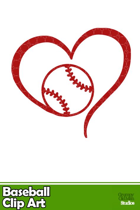 Show off your love for baseball! This clip art features a curvy heart surrounding a baseball.  #cutfile #svg #baseball #clipart #heart Kids Playing Baseball, Baseball Valentine, Baseball Tattoos, Baseball Theme Birthday, Baseball Clipart, Heart Baseball, Get Off My Lawn, Baseball Stitch, Baseball Theme